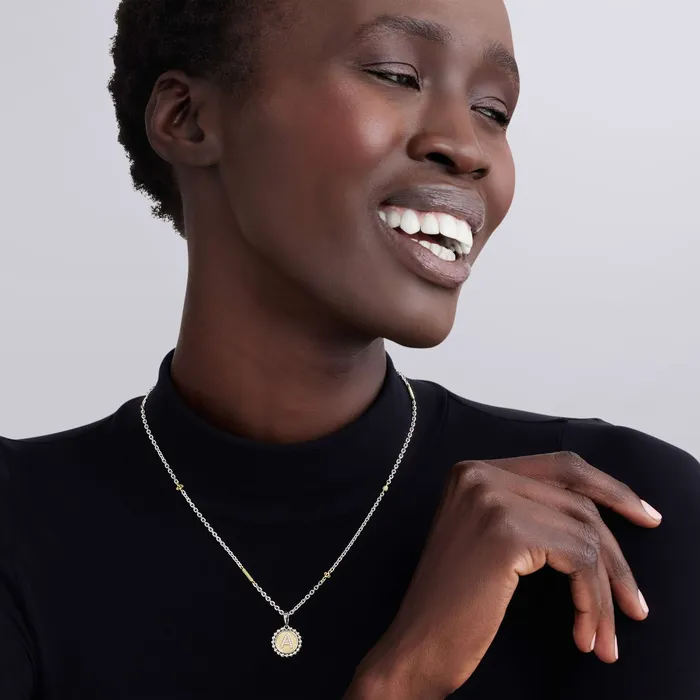 Necklaces Signature Caviar L Initial Diamond Charm Necklace LAGOS Necklaces Signature Caviar L Initial Diamond Charm Necklace LAGOS