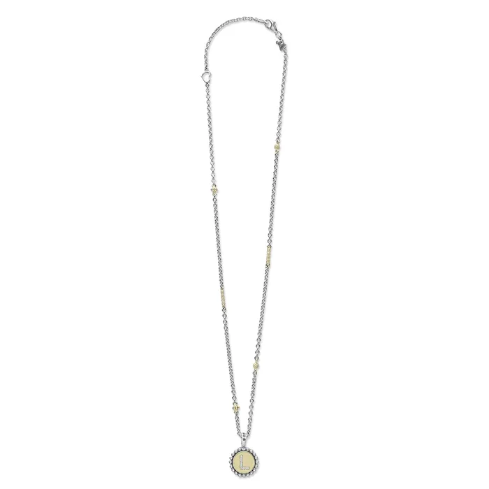 Necklaces Signature Caviar L Initial Diamond Charm Necklace LAGOS Necklaces Signature Caviar L Initial Diamond Charm Necklace LAGOS