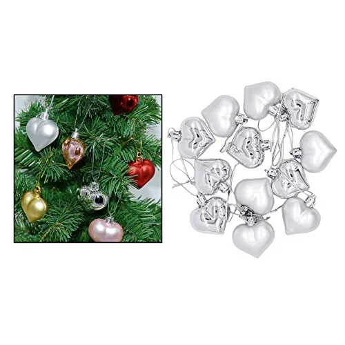 Necklaces SILNOVO 12pcs Heart Shape Baubles Valentines Day Hanging Decoration Party Silver Dropshipped via Social Commerce Network