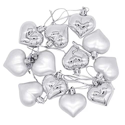 Necklaces SILNOVO 12pcs Heart Shape Baubles Valentines Day Hanging Decoration Party Silver Dropshipped via Social Commerce Network