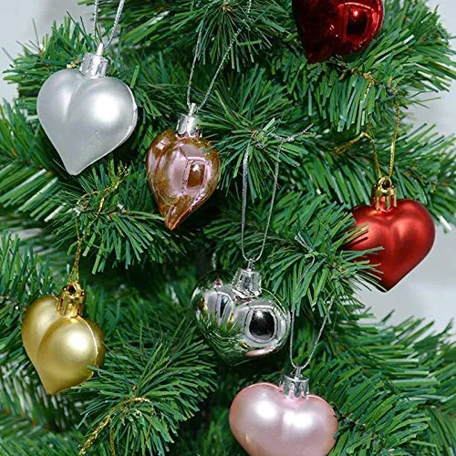 Necklaces SILNOVO 12pcs Heart Shape Baubles Valentines Day Hanging Decoration Party Silver Dropshipped via Social Commerce Network