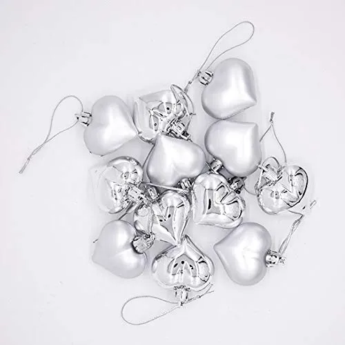 Necklaces SILNOVO 12pcs Heart Shape Baubles Valentines Day Hanging Decoration Party Silver Dropshipped via Social Commerce Network