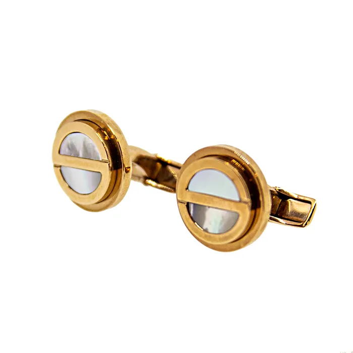 Necklaces Smalto Cufflinks Ip Rosegold With Mother Of Pearl Design Smalto