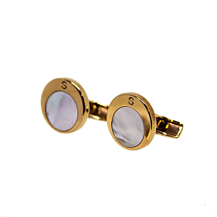 Necklaces Smalto Smalto Cufflinks Rose Gold With Mother Pearl Design Midle