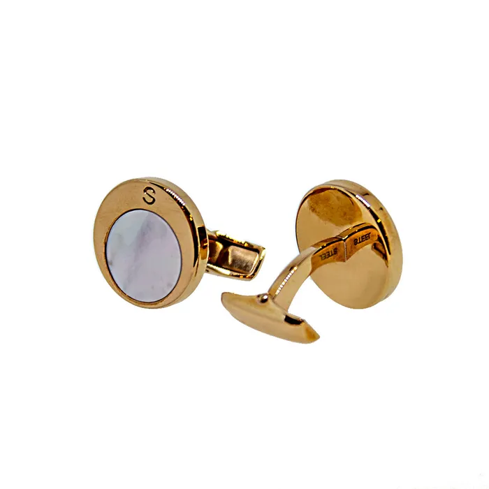 Necklaces Smalto Smalto Cufflinks Rose Gold With Mother Pearl Design Midle Necklaces Smalto Smalto Cufflinks Rose Gold With Mother Pearl Design Midle