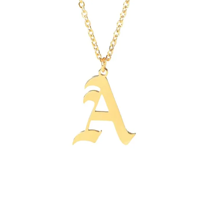 Novalico Necklaces Old English Capital Initial Necklace
