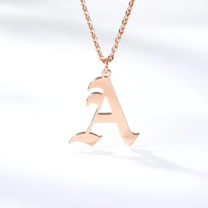 Novalico Necklaces Old English Capital Initial Necklace Novalico Necklaces Old English Capital Initial Necklace