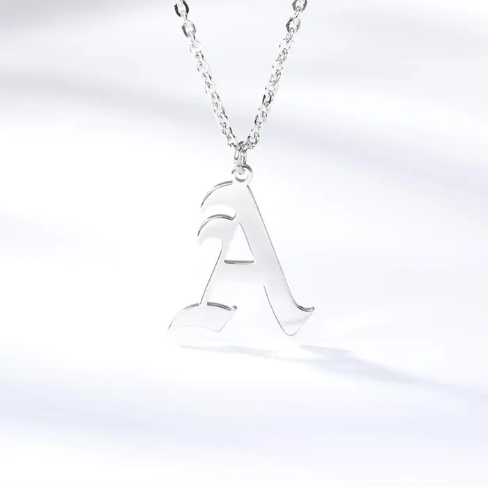 Novalico Necklaces Old English Capital Initial Necklace Novalico Necklaces Old English Capital Initial Necklace
