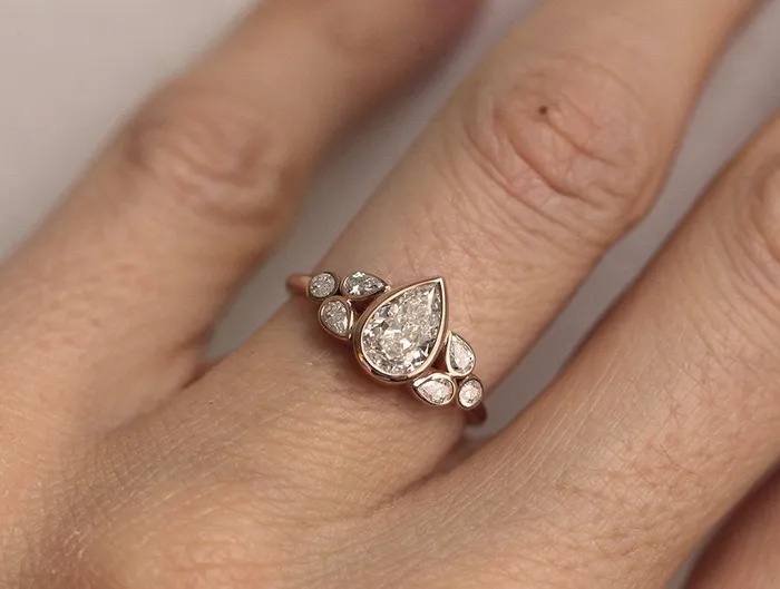 One Carat Engagement Diamond Ring Pear Diamond Ring capucinne Rings