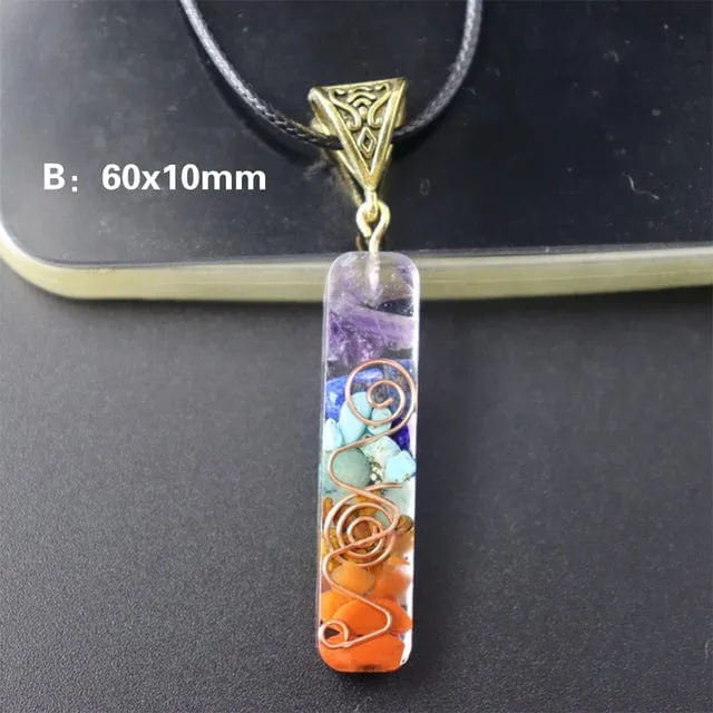 Orgone Seven Chakras Energy Pendant Necklace wickedafstore Necklaces