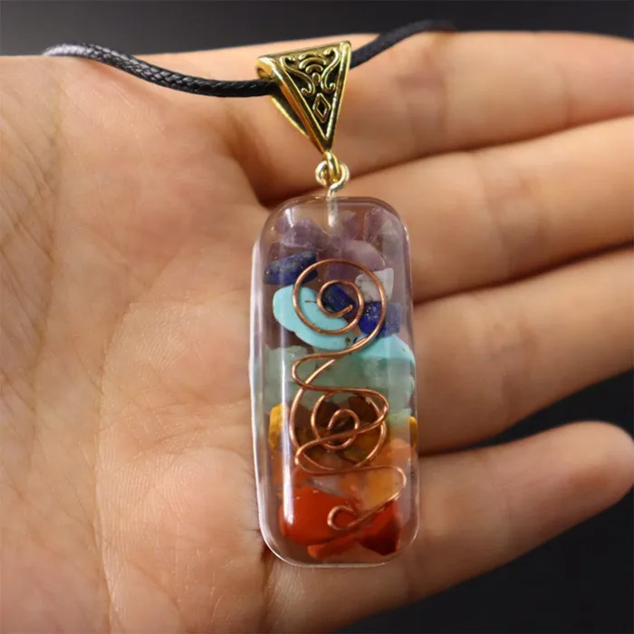 Orgone Seven Chakras Energy Pendant Necklace wickedafstore Necklaces