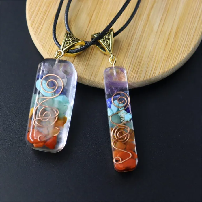 Orgone Seven Chakras Energy Pendant Necklace wickedafstore Necklaces