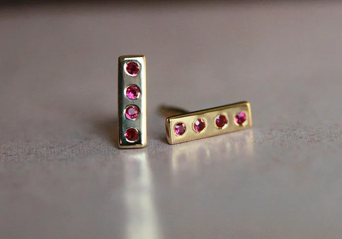 Pave Studs Ruby Earring Capucinne Earrings