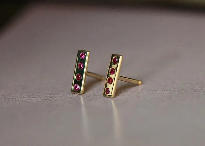 Pave Studs Ruby Earring Capucinne Earrings