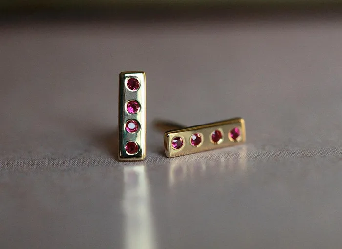 Pave Studs Ruby Earring Capucinne Earrings