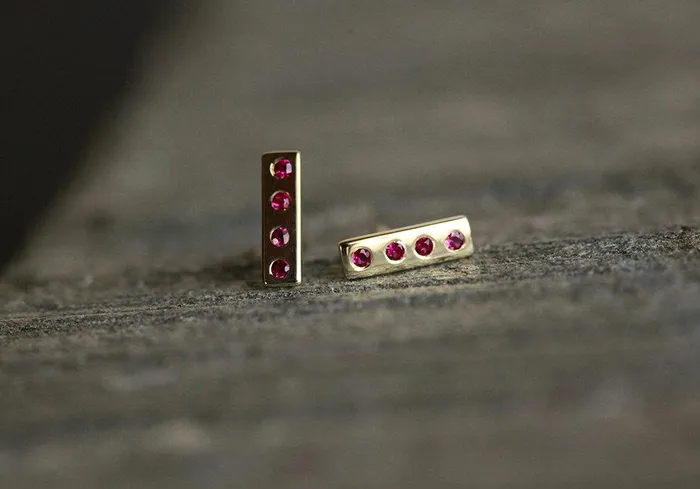 Pave Studs Ruby Earring Capucinne Earrings
