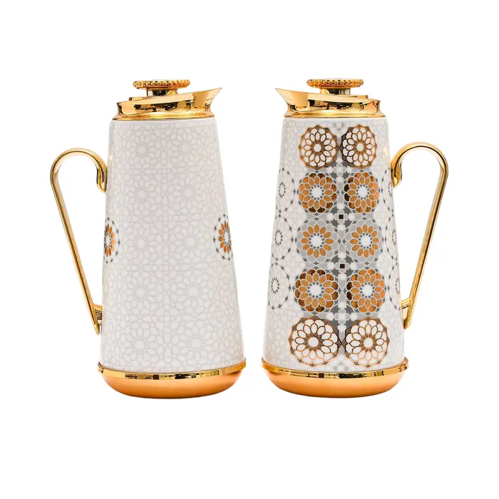 PreStyled Sets Casa Blu Casa Blu Geometric Arabic Coffee Flask Set 2pc Gold Accents PreStyled Sets Casa Blu Casa Blu Geometric Arabic Coffee Flask Set 2pc Gold Accents