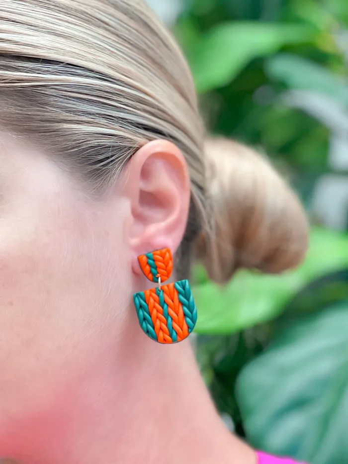 Prep Obsessed FC Earrings Red Green Knit Clay Dangle Earrings Prep Obsessed FC Earrings Red Green Knit Clay Dangle Earrings