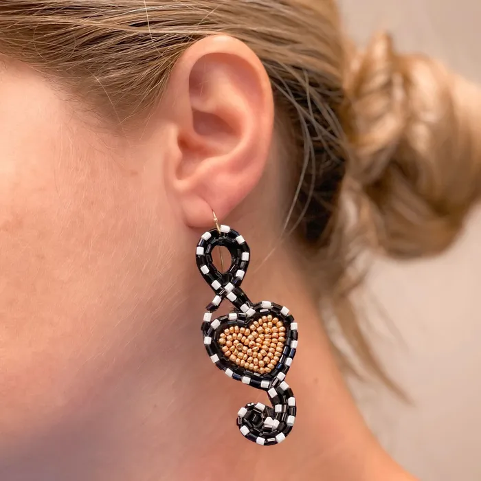 Prep Obsessed MOA Earrings Heart Music Note Beaded Dangle Earrings