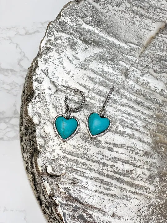 Prep Obsessed MOA Earrings Turquoise Heart Drop Dangle Earrings