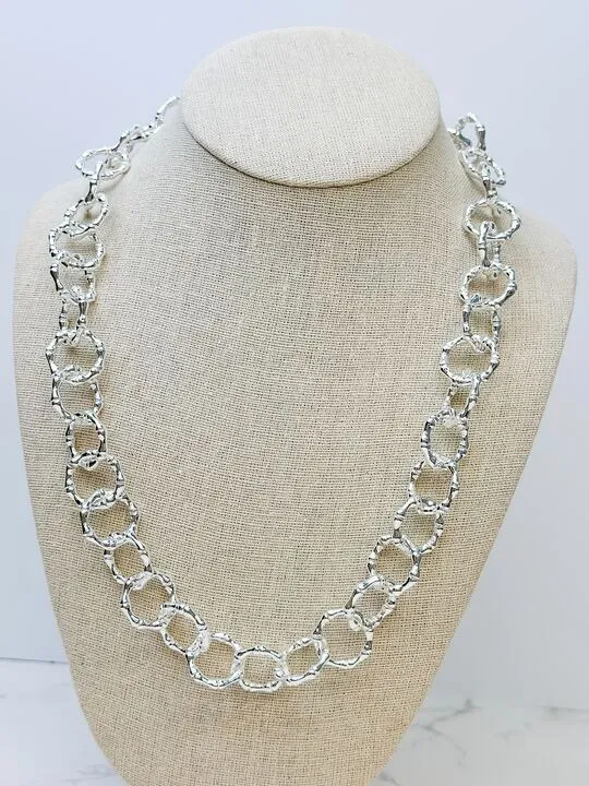 Prep Obsessed MOA Necklaces Silver Bamboo Link Chain Necklace
