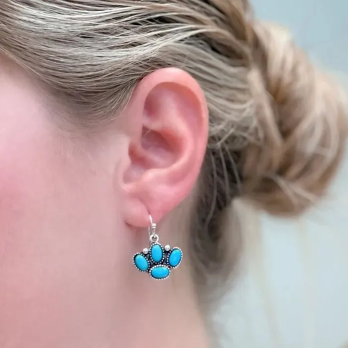 Prep Obsessed MOA Silver Western Turquoise Dangles Rings