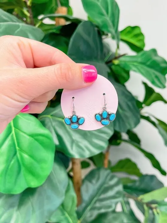 Prep Obsessed MOA Silver Western Turquoise Dangles Rings