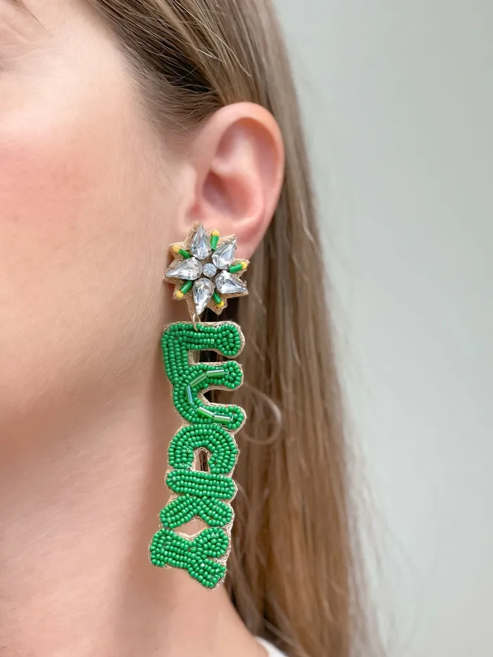 Prep Obsessed TL Earrings Lucky Derby Beaded Dangle Earrings