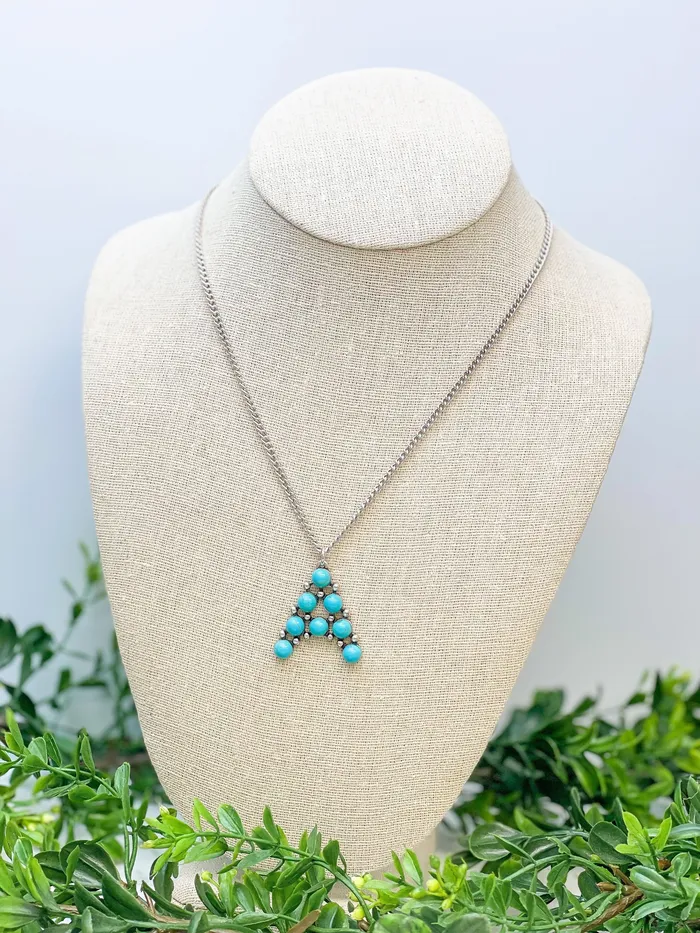 Prep Obsessed TL Turquoise SemiPrecious Initial Pendant Necklaces Necklaces