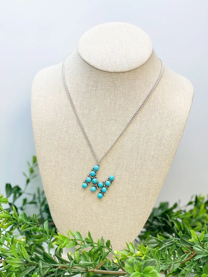Prep Obsessed TL Turquoise SemiPrecious Initial Pendant Necklaces Necklaces