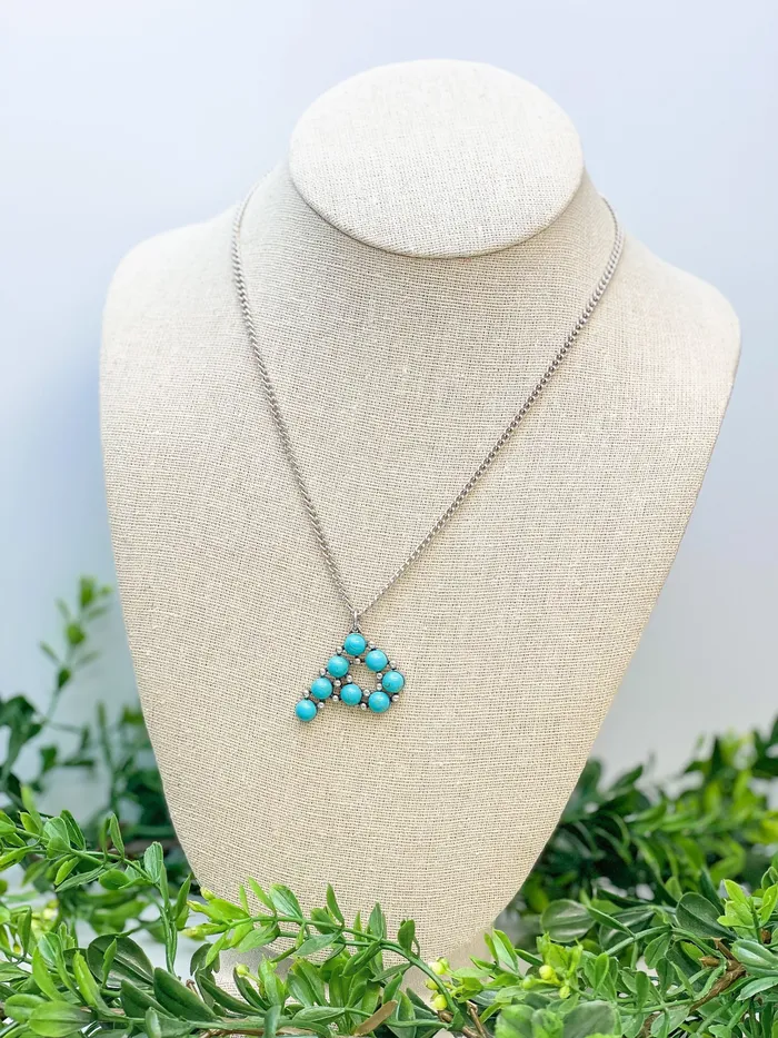 Prep Obsessed TL Turquoise SemiPrecious Initial Pendant Necklaces Necklaces