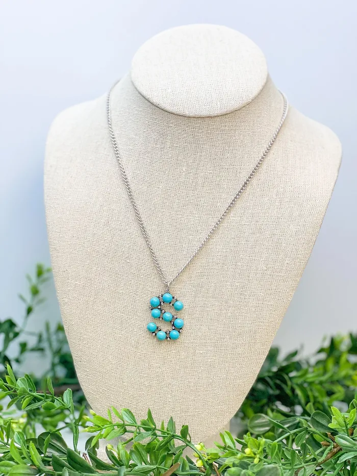 Prep Obsessed TL Turquoise SemiPrecious Initial Pendant Necklaces Necklaces
