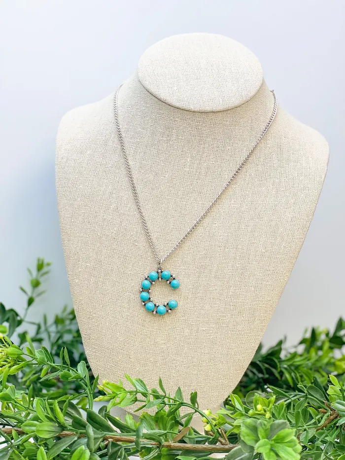 Prep Obsessed TL Turquoise SemiPrecious Initial Pendant Necklaces Necklaces