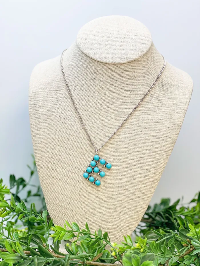 Prep Obsessed TL Turquoise SemiPrecious Initial Pendant Necklaces Necklaces