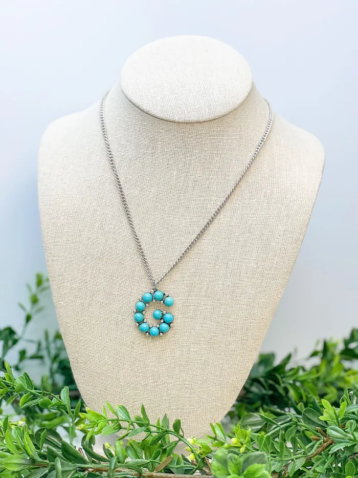 Prep Obsessed TL Turquoise SemiPrecious Initial Pendant Necklaces Necklaces