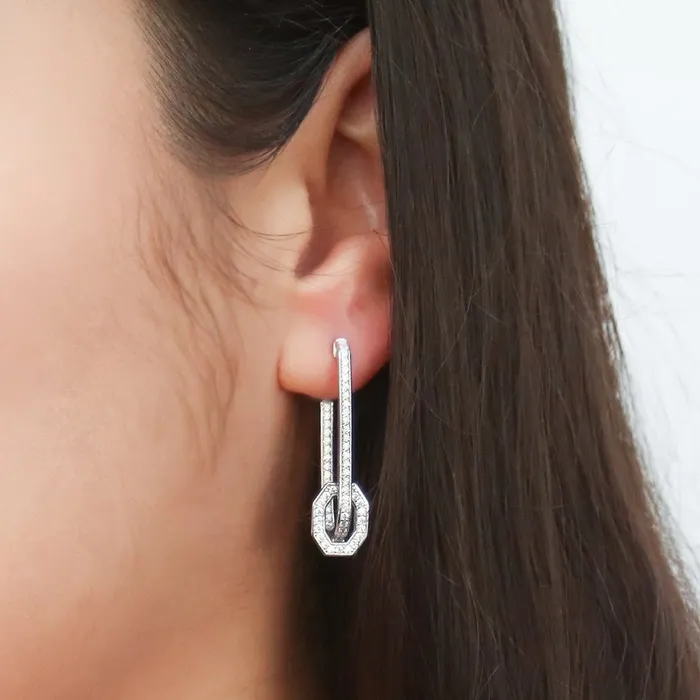 Rectangle CZ InsideOut Hoop Earrings in Sterling Silver 13 BERRICLE Earrings