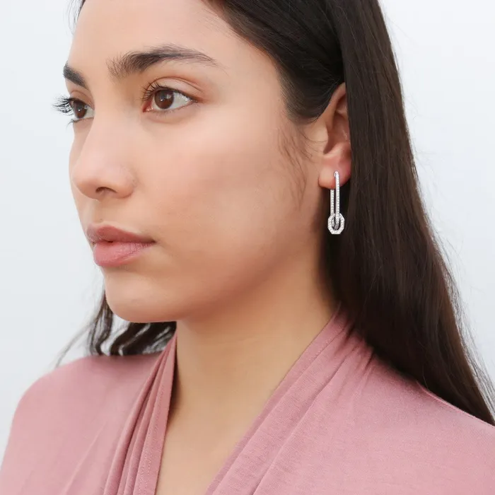 Rectangle CZ InsideOut Hoop Earrings in Sterling Silver 13 BERRICLE Earrings