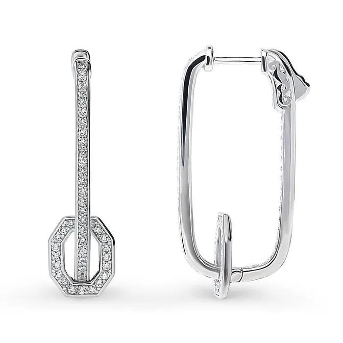 Rectangle CZ InsideOut Hoop Earrings in Sterling Silver 13 BERRICLE Earrings