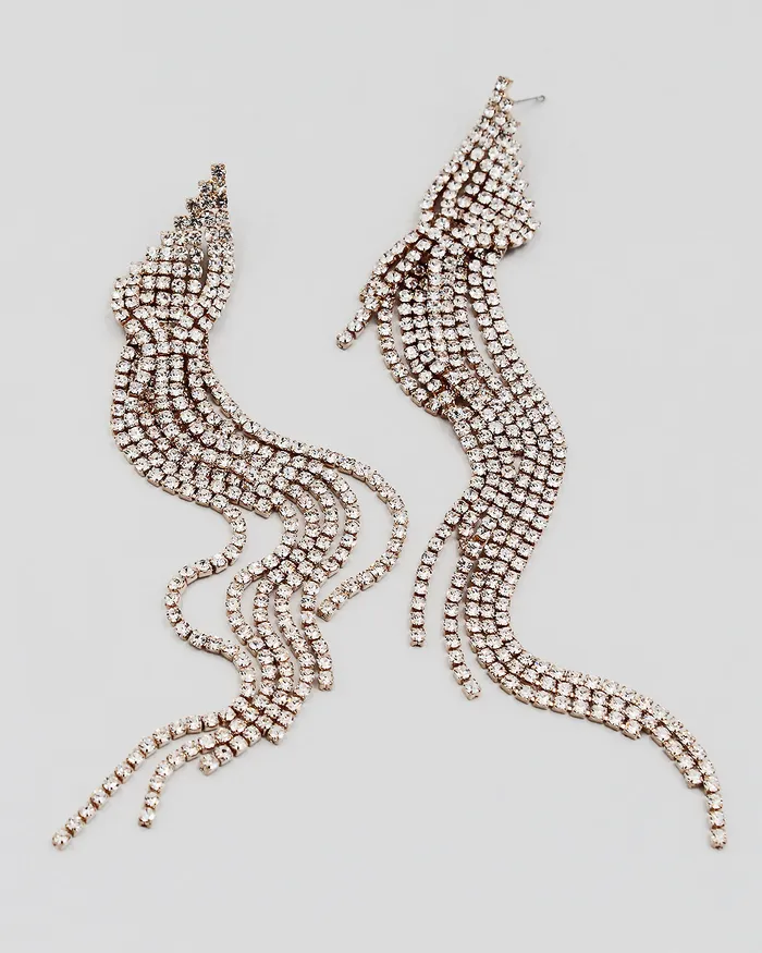 Rhinestone Fringe Drop Earrings CHECK2024 Earrings