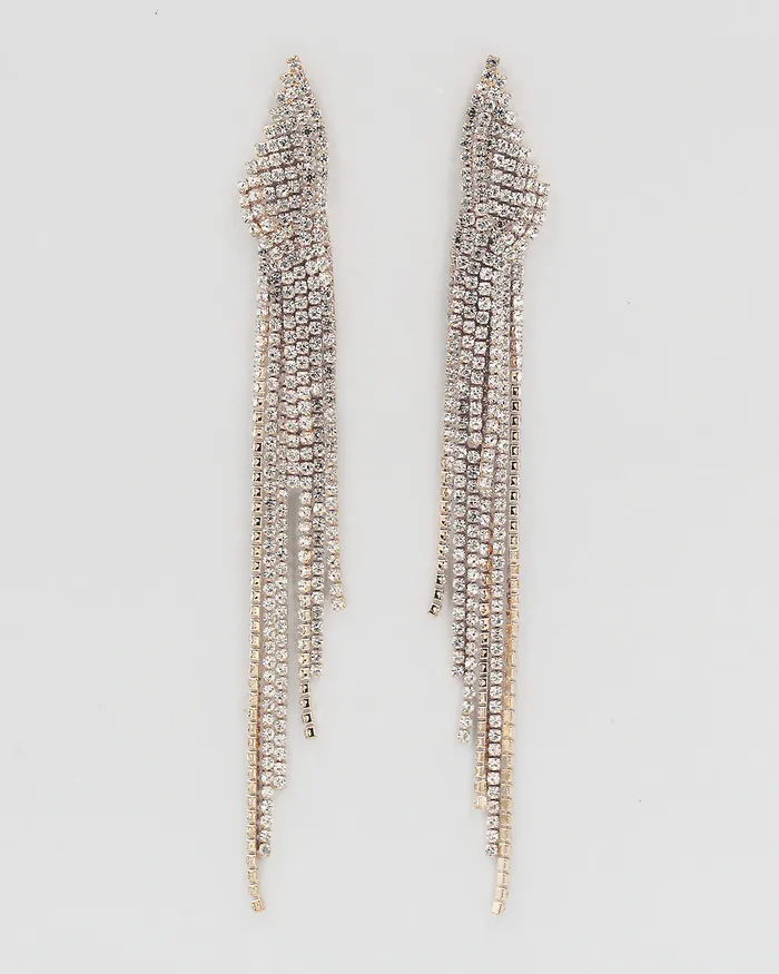 Rhinestone Fringe Drop Earrings CHECK2024 Earrings Rhinestone Fringe Drop Earrings CHECK2024 Earrings