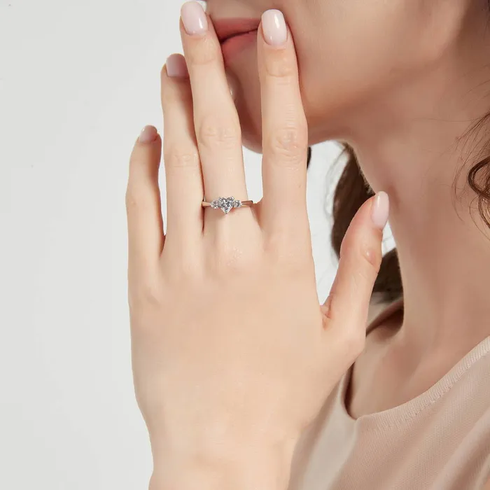Rings 3Stone Heart 07ct Heart CZ Ring in Sterling Silver BERRICLE
