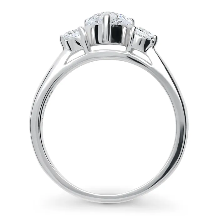 Rings 3Stone Heart 07ct Heart CZ Ring in Sterling Silver BERRICLE