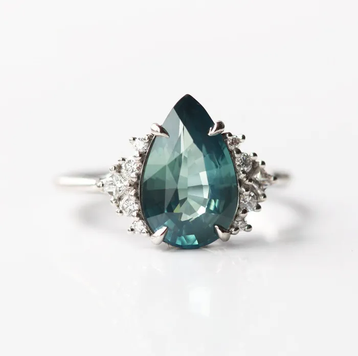 Rings Adalyn Teal Sapphire Diamond Ring Capucinne