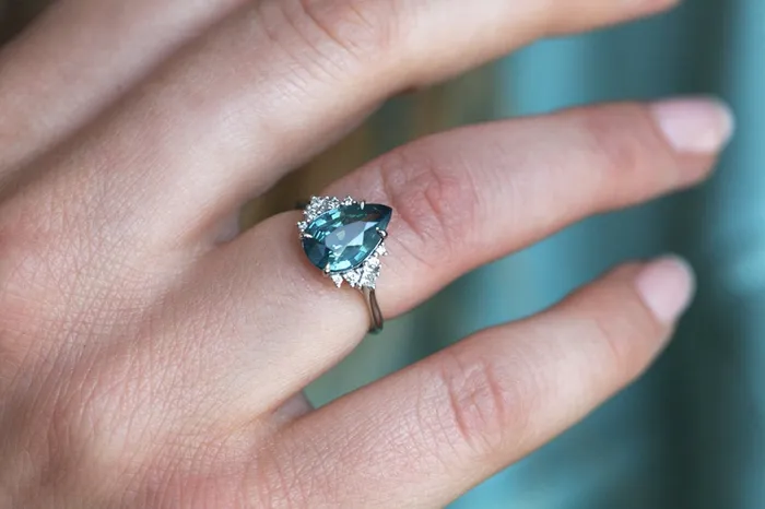 Rings Adalyn Teal Sapphire Diamond Ring Capucinne