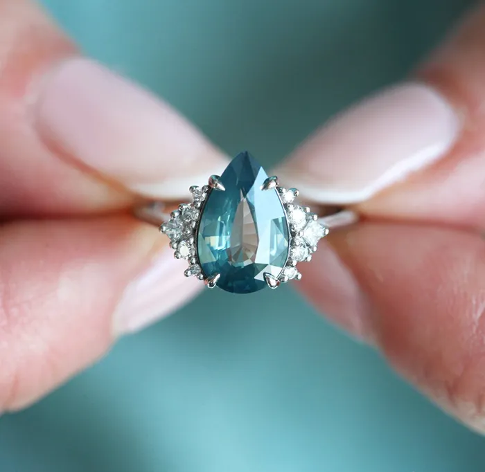 Rings Adalyn Teal Sapphire Diamond Ring Capucinne
