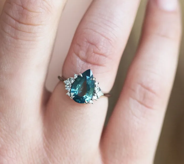 Rings Adalyn Teal Sapphire Diamond Ring Capucinne