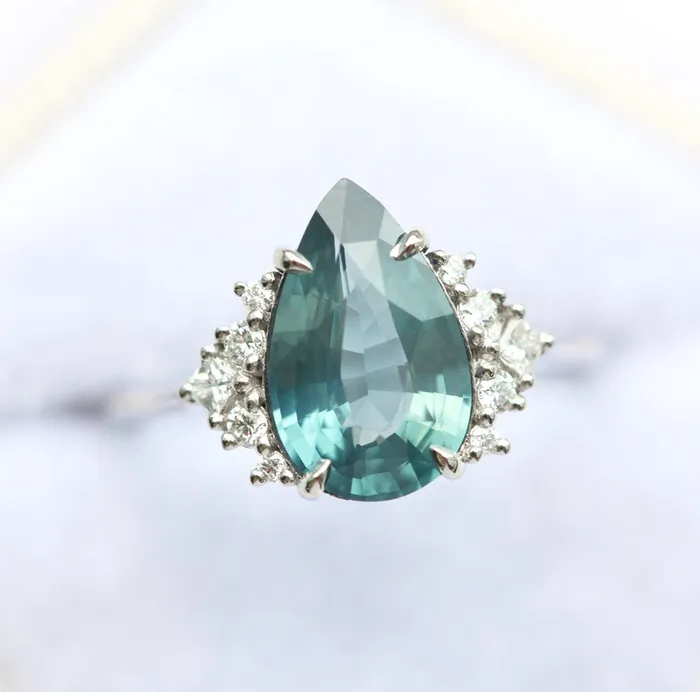 Rings Adalyn Teal Sapphire Diamond Ring Capucinne
