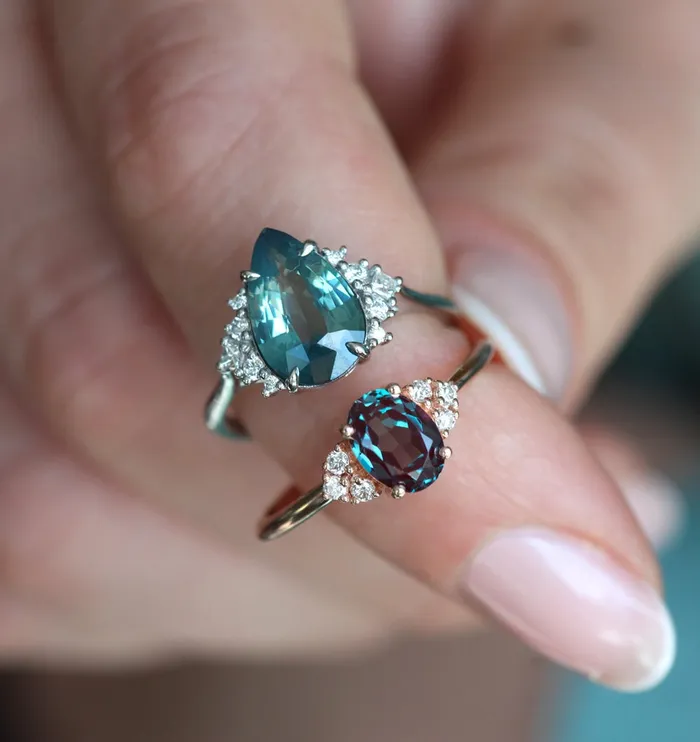 Rings Adalyn Teal Sapphire Diamond Ring Capucinne
