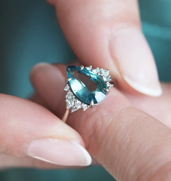 Rings Adalyn Teal Sapphire Diamond Ring Capucinne