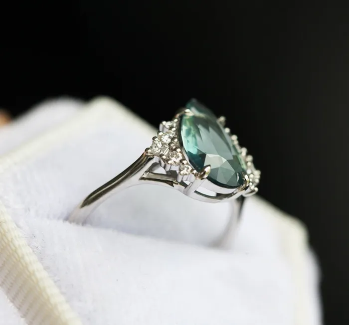 Rings Adalyn Teal Sapphire Diamond Ring Capucinne